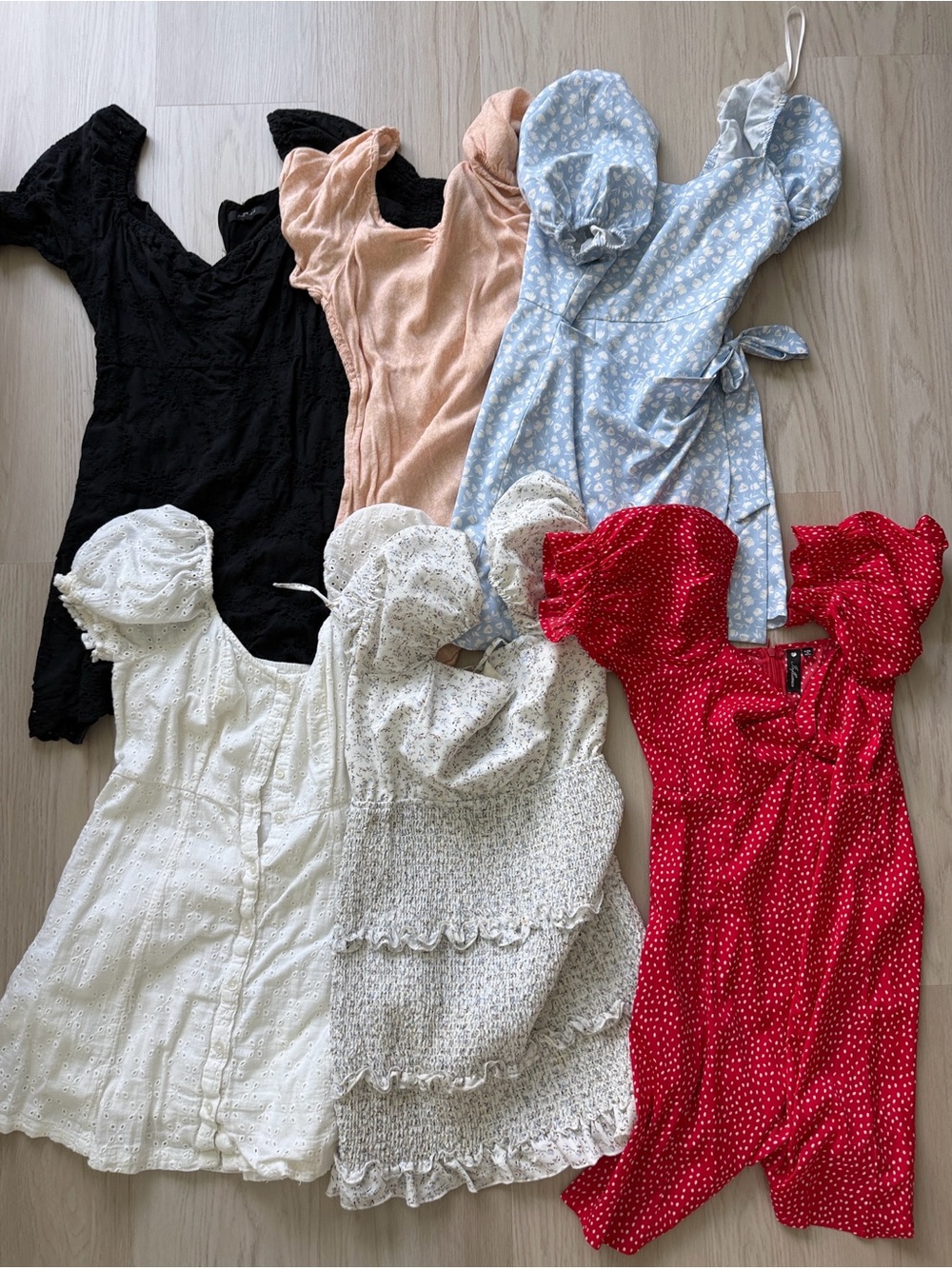 Lot of 6 puff sleeve dresses SM urban outfitters ASOS